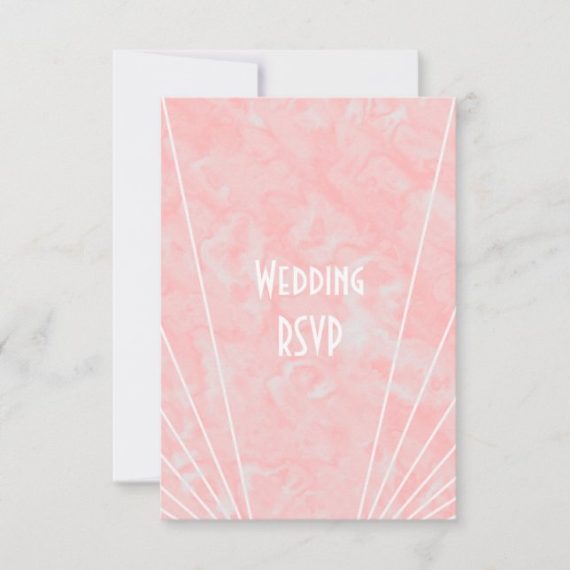 Cartons Réponse Mariage design Art déco en marbre rose (Devant)