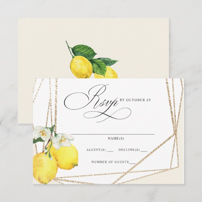 Cartons Réponse Mariage d'été Rustique Citrus Boho (Devant / Derrière)