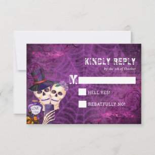 Cartons Réponse Mariage d'Halloween squelette
