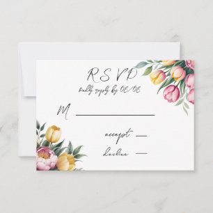Cartons Réponse Mariage d'harmonie florale dynamique