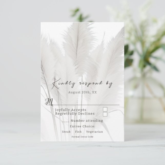 Cartons Réponse Mariage d'herbe Boho Pampas (Debout devant)