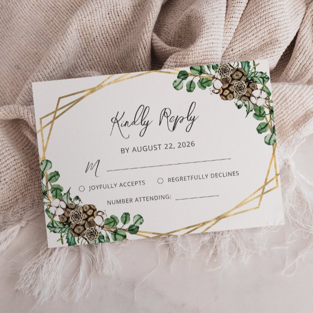 Cartons Réponse Mariage d'hiver Aquarelle Verdure Script (Créateur téléchargé)