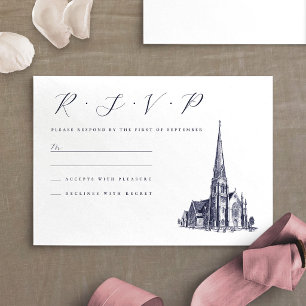 Cartons Réponse Mariage d'illustration du lieu Vintage de l'église