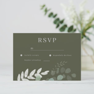 Cartons Réponse Mariage d'olive feuille verte
