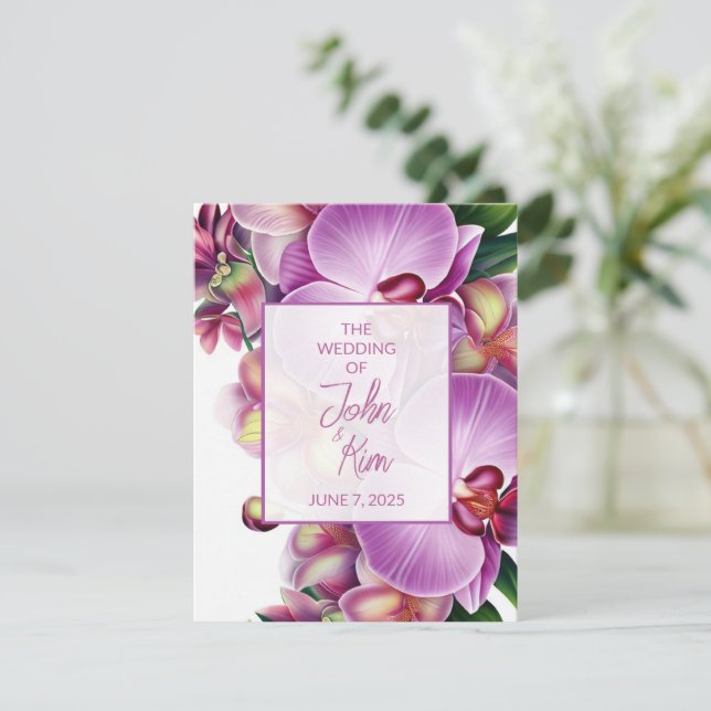 Cartons Réponse Mariage d'orchidées florales (Debout devant)