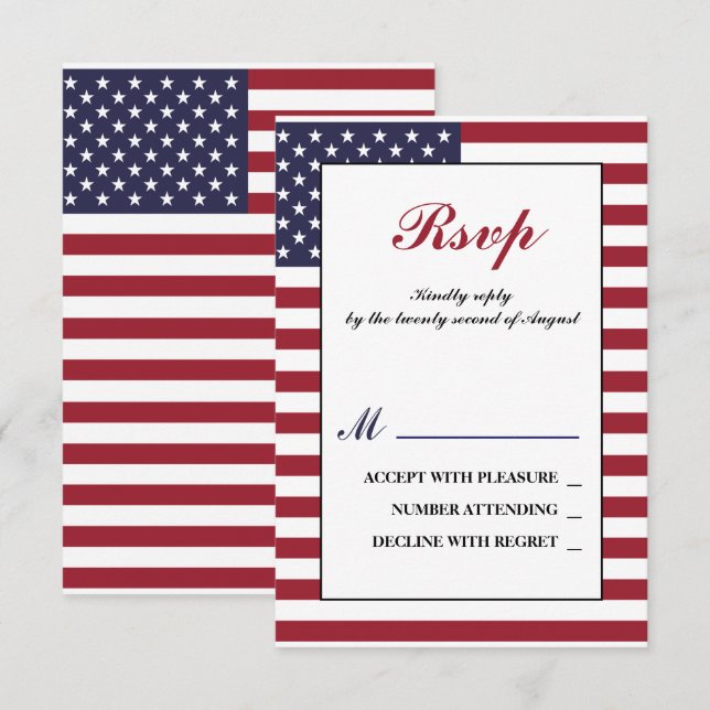 Cartons Réponse Mariage du drapeau américain (Devant / Derrière)