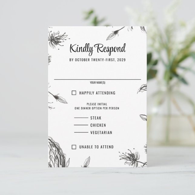Cartons Réponse Mariage du jardin de printemps (Debout devant)