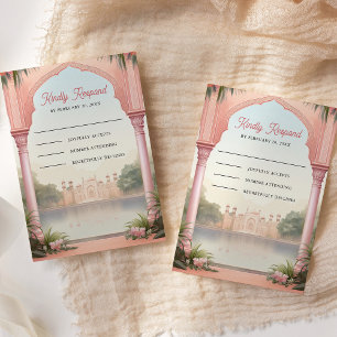 Cartons Réponse Mariage du palais royal indien floral rose