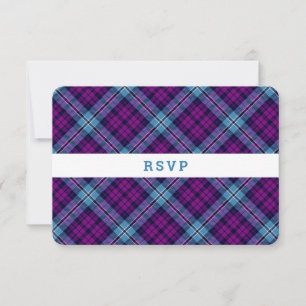Cartons Réponse Mariage écossais Tartan bleu violet