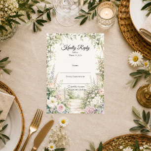 Cartons Réponse Mariage Élégance de Jardin Secret Enchanté