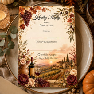 Cartons Réponse Mariage Élégance de Vendange Rustique d'Automne