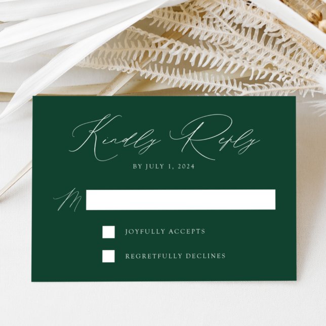 Cartons Réponse Mariage Élégance Moderne Vert (Créateur téléchargé)