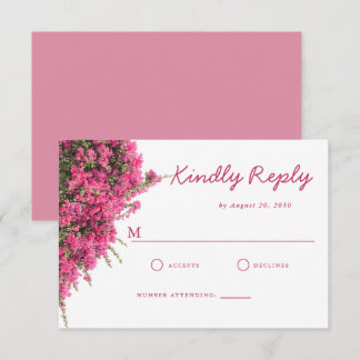 Cartons Réponse Mariage Élégant Aquarelle Bougainvillea Rose