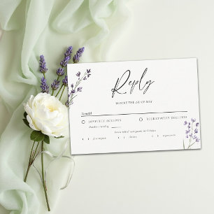 Cartons Réponse Mariage Élégant Aquarelle Lavande Délicate