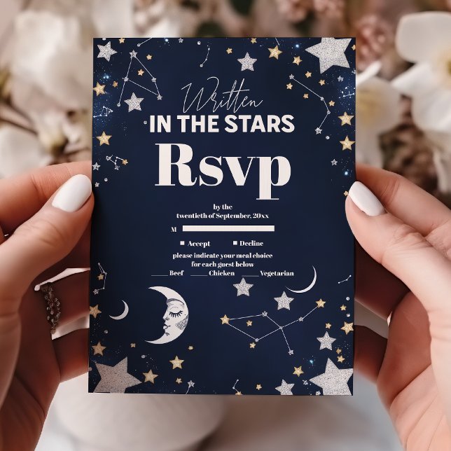 Cartons Réponse Mariage Élégant au Croissant de Lune Céleste (Créateur téléchargé)