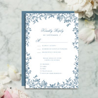 Mariage élégant avec écriture vintage florale bleu