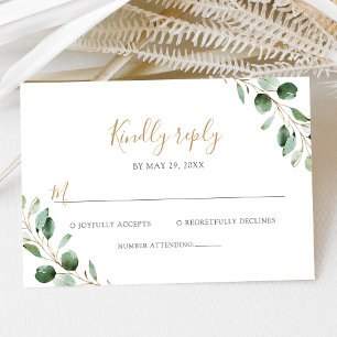 Cartons Réponse Mariage Élégant avec Verdure d'Eucalyptus