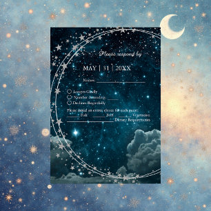 Cartons Réponse mariage élégant bleu galaxie ciel