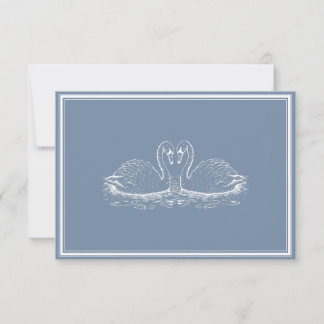 Cartons Réponse Mariage Élégant Bleu Poussiéreux Monogramme Classi