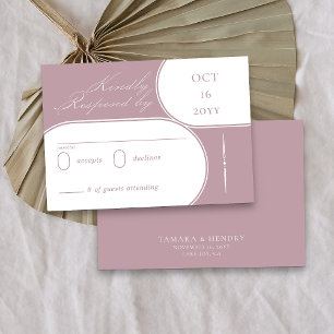 Cartons Réponse Mariage élégant calligraphie rose poussiéreuse ros