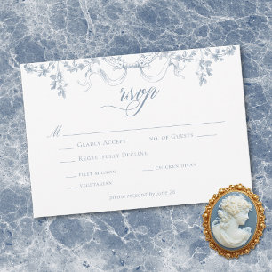 Cartons Réponse Mariage Élégant Classique avec Guirlande Florale B