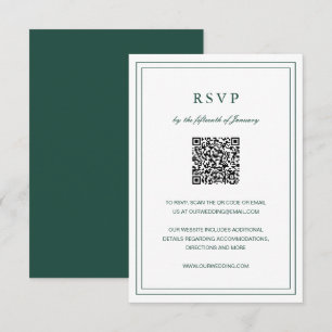 Cartons Réponse Mariage élégant classique Emerald Green