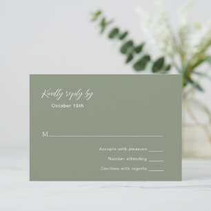 Cartons Réponse Mariage élégant classique vert émoussé