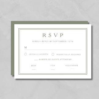 Cartons Réponse Mariage Élégant Classique Vert Sauge