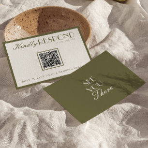 Cartons Réponse Mariage élégant Code QR Vert Olive Ancienne Fortun