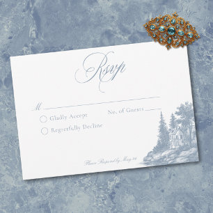 Cartons Réponse Mariage élégant dans un manoir français avec toile