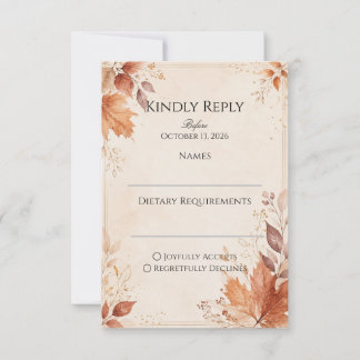 Cartons Réponse Mariage Élégant d'Automne | Mariage Rustique d'Aut