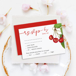 Cartons Réponse Mariage élégant de cerises rouges et blanches