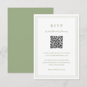 Cartons Réponse Mariage élégant et élégant classique Sage Green