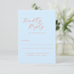 Cartons Réponse Mariage élégant minimaliste calligraphie bleue ora