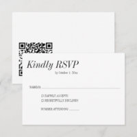 Mariage Élégant Minimaliste Noir Blanc QR Classiqu