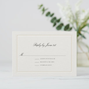 Cartons Réponse Mariage Élégant Moderne Classique Élevé Écru