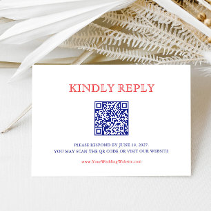 Cartons Réponse Mariage élégant patriotique du 4 juillet Code QR