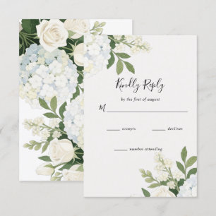 Cartons Réponse Mariage élégant Rose blanc Hydrangea