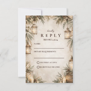 Cartons Réponse Mariage Élégant Rustique d'Hiver