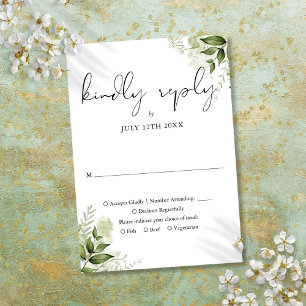 Cartons Réponse Mariage Élégant Rustique Feuillage Vert