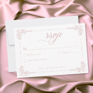 Cartons Réponse Mariage Élégant Vintage Baroque Rose Poussiéreux