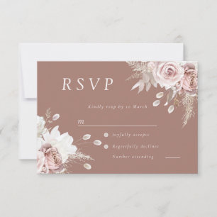 Cartons Réponse Mariage en argile floral rose magnifique