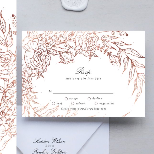 Cartons Réponse Mariage en cuivre émeraude noir blanc de couronne  (RSVP showcasing suite - additional items (bought separately))