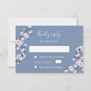 Cartons Réponse Mariage en fleurs de cerisier rose Dusty