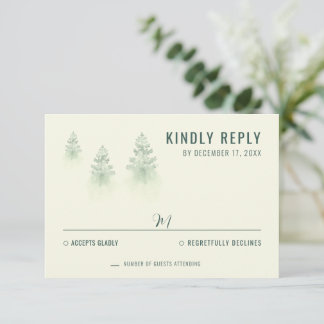 Cartons Réponse Mariage en forêt champêtre aquarelle
