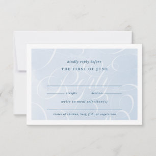 Cartons Réponse Mariage Ethereal Blue Classic Script Watercolor