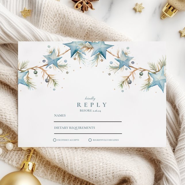 Cartons Réponse Mariage étoile bleue gelée (Créateur téléchargé)