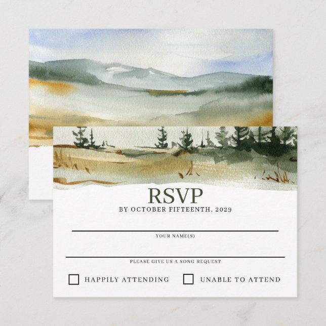Cartons Réponse Mariage extérieur aquarelle (Devant / Derrière)