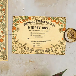 Cartons Réponse Mariage Extravagant à la Foire de Campagne Rustiqu