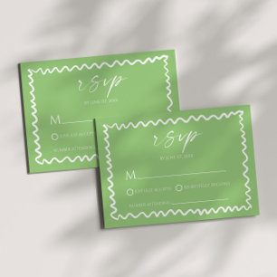 Cartons Réponse Mariage Fantaisiste Citron Vert Bordure Ondulée